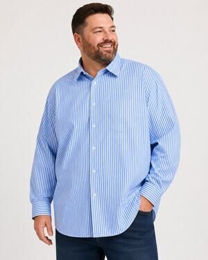 Sean John Men’s 3XL Tall Blue Striped Tailored Fit Button Up Shirt